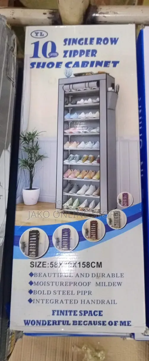 Ten Layer Single Raw Zipper Shoe Cabinet