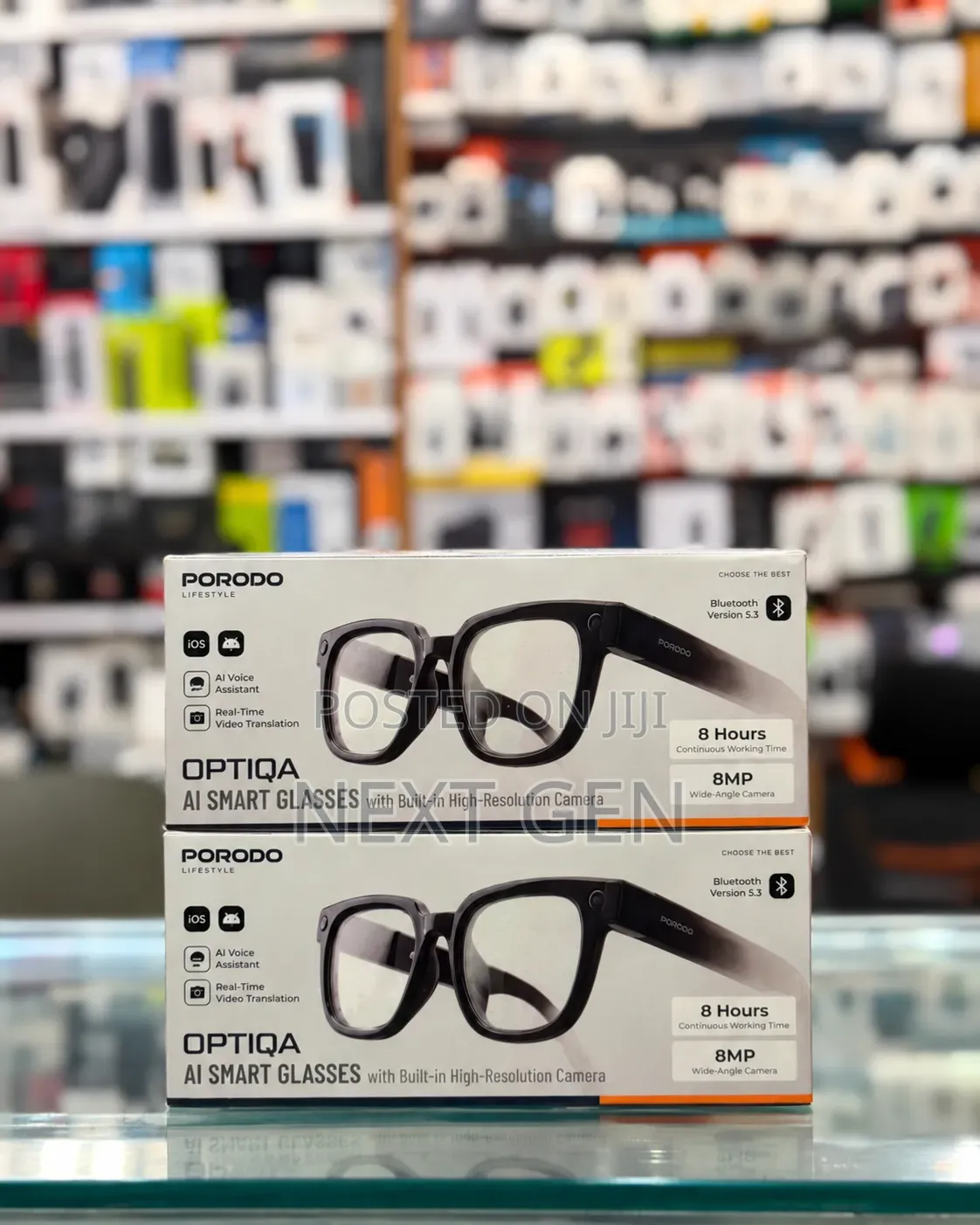 Porodo OPTIQA AI Smart Glasses With 8MP Camera.