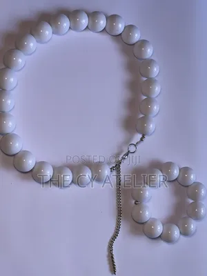 White Chunky Bead Necklace and Bracelet Set