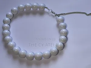 White Chunky Bead Necklace and Bracelet Set
