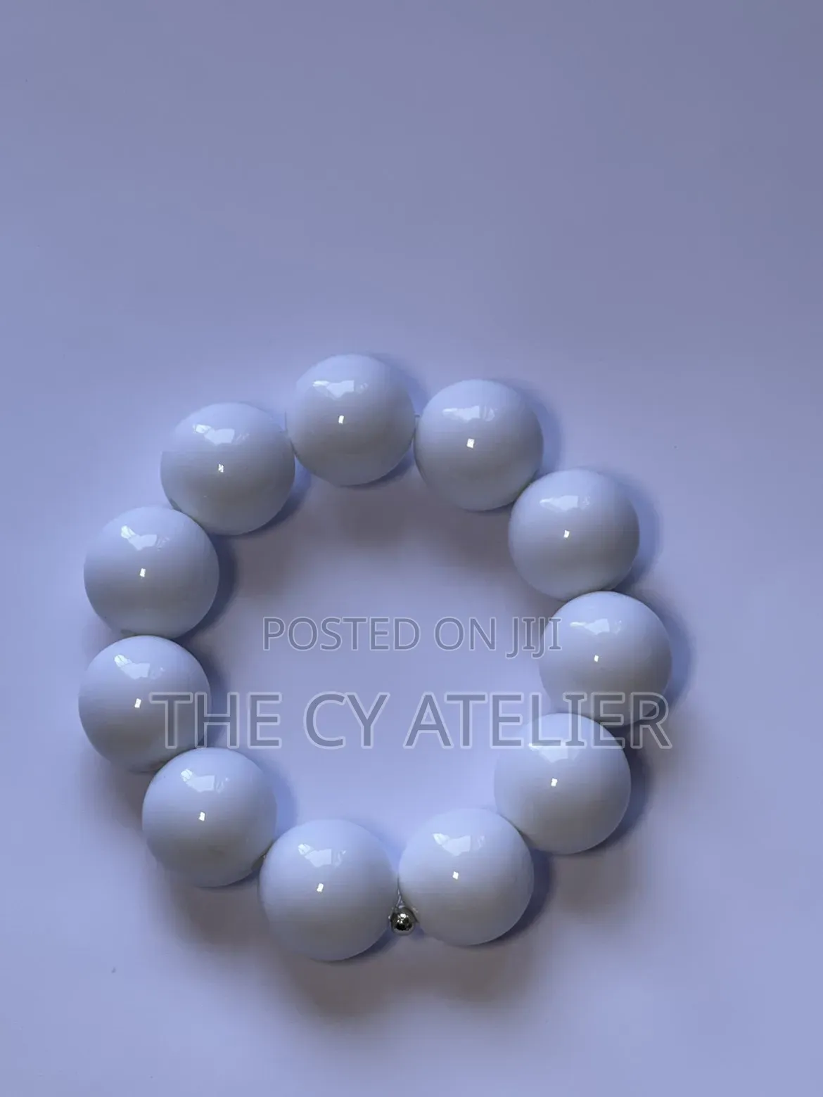 White Chunky Bead Necklace and Bracelet Set
