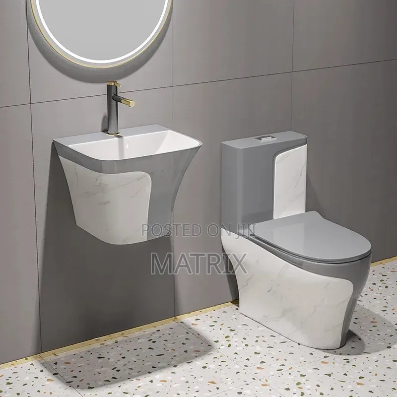 Complete Handwash Basin and One Piece Seating Toilet