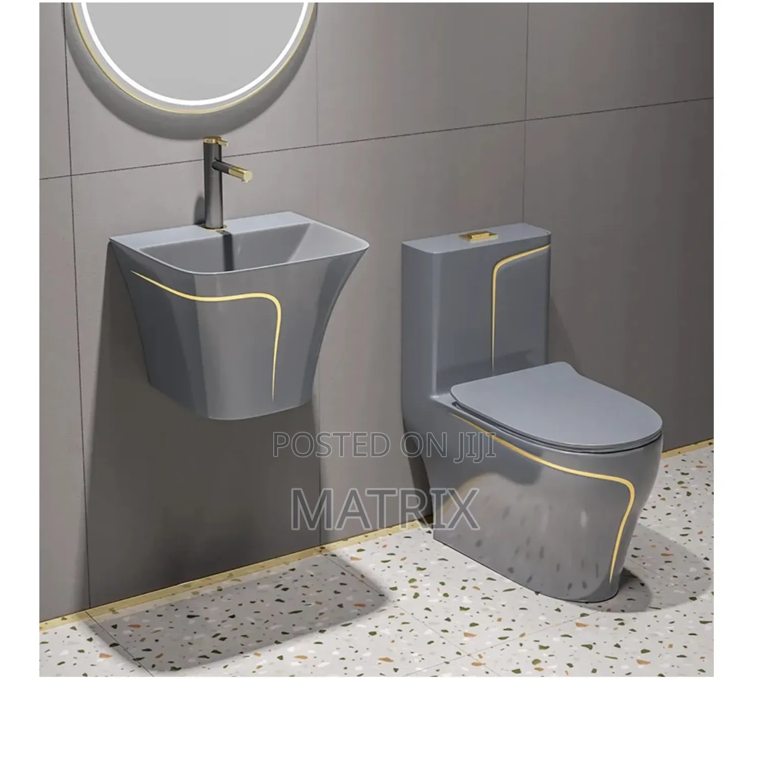 Complete Handwash Basin and One Piece Seating Toilet