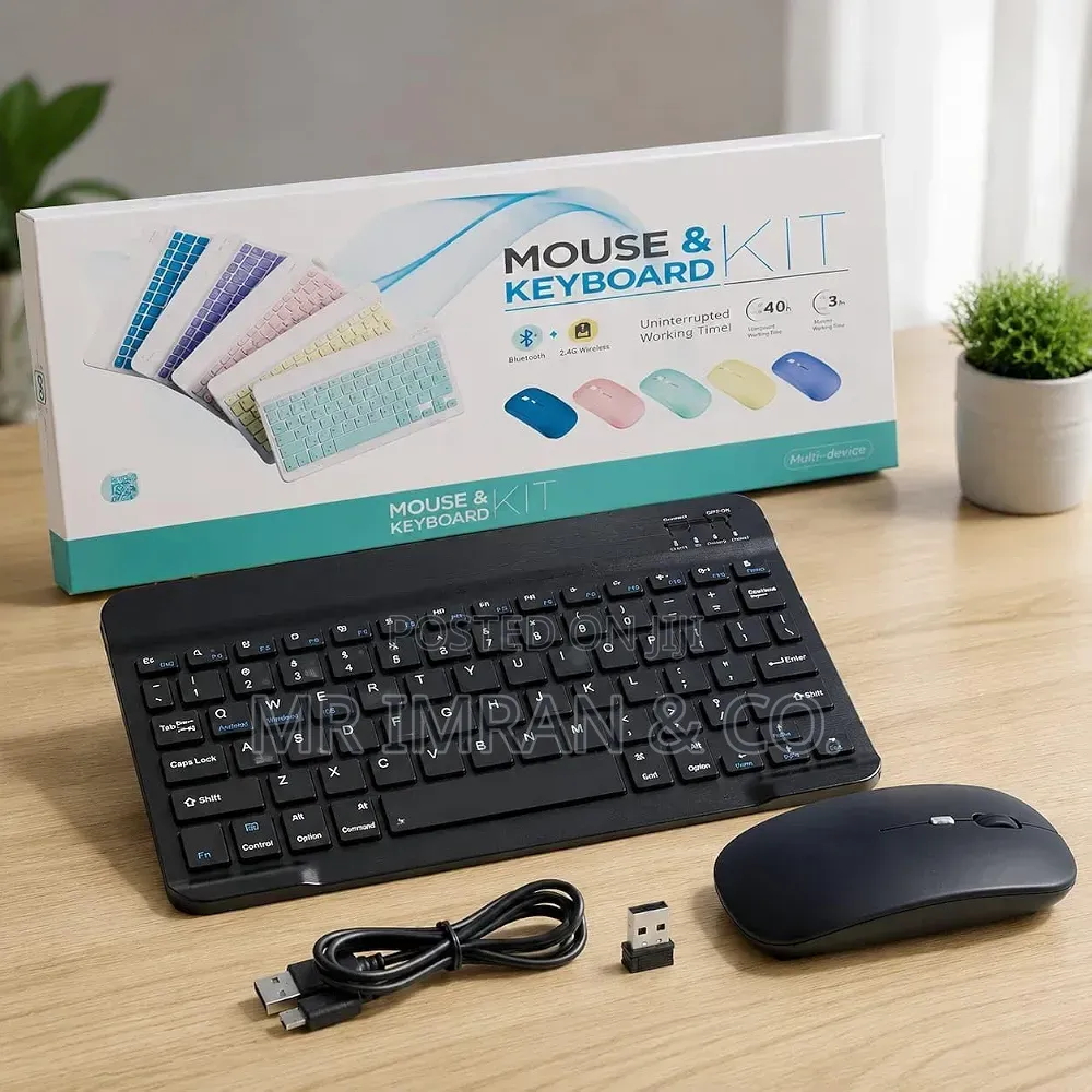 Rechargeable Wireless Bluetooth Keyboard and Mouse Kit.
