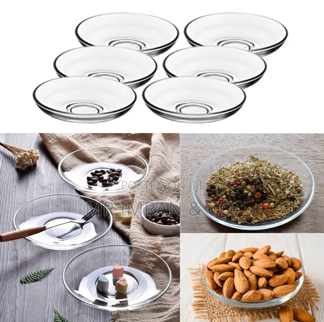 6-Piece Clear Glass Saucer Set