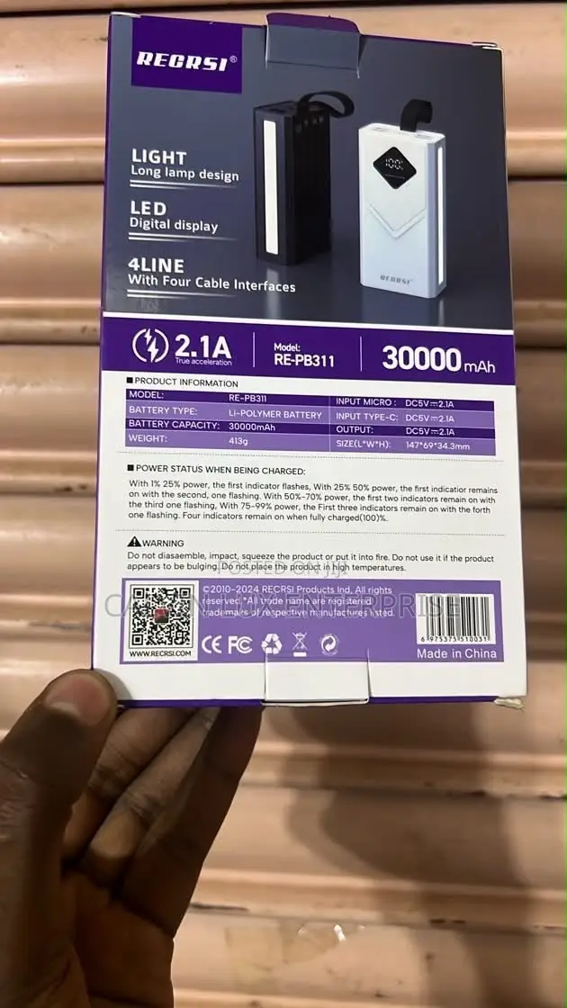Recrsi Power Bank 30000mh