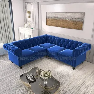 Sofas/Scarlet Blue Velvet L Sofas 5 Seaters 1,600,000/-