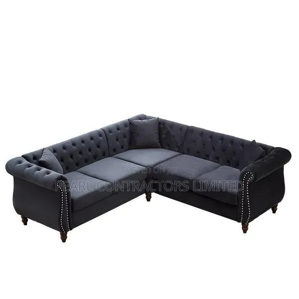 Sofas/Shades of Grey Velvet L Sofas 5 Seaters 1,620,000/-