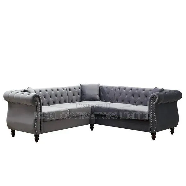 Sofas/Shades of Grey Velvet L Sofas 5 Seaters 1,620,000/-