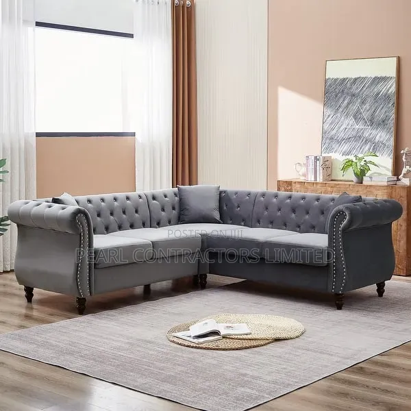 Sofas/Shades of Grey Velvet L Sofas 5 Seaters 1,620,000/-