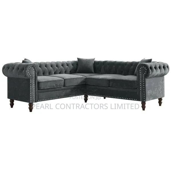 Sofas/Shades of Grey Velvet L Sofas 5 Seaters 1,620,000/-