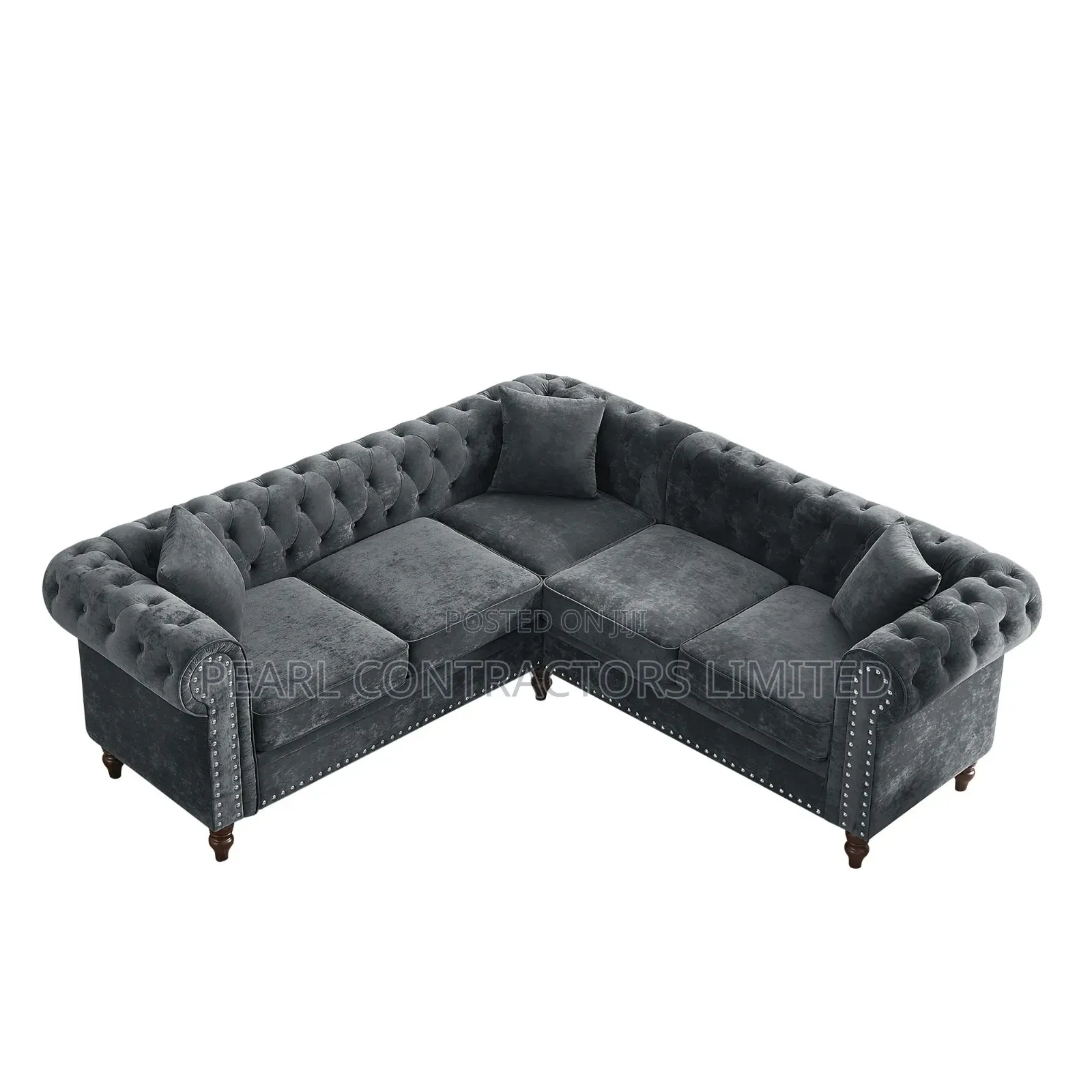 Sofas/Shades of Grey Velvet L Sofas 5 Seaters 1,620,000/-