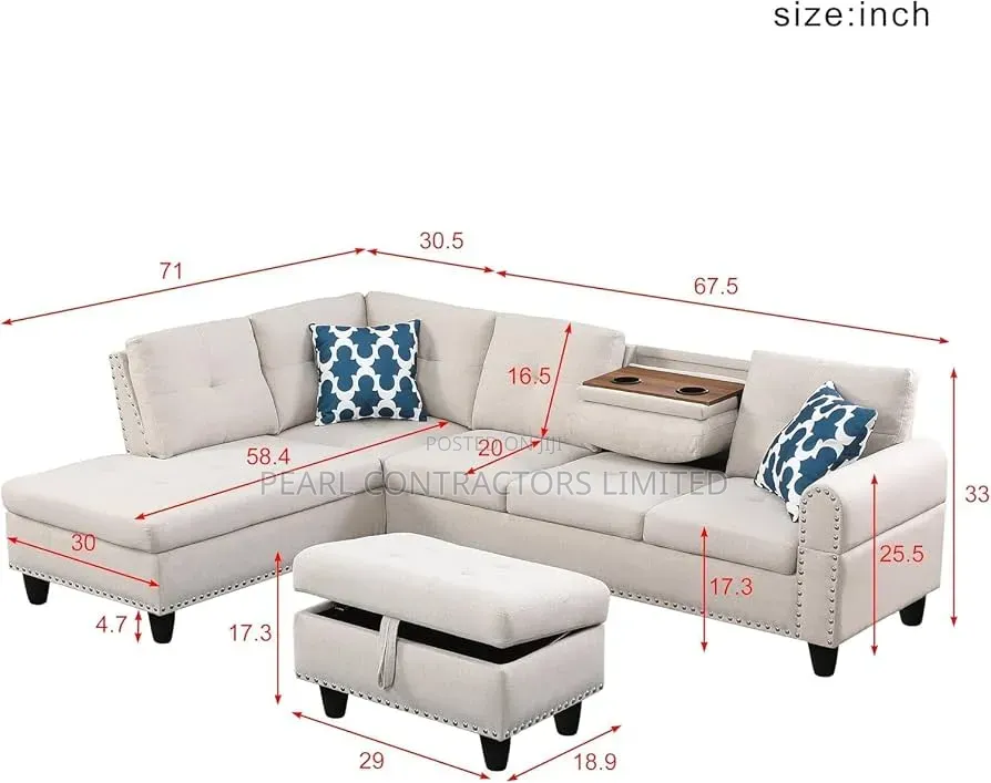 Sofas/Escalate L Sofas With Ottoman Poufs in Any Colour 1,600,000/-