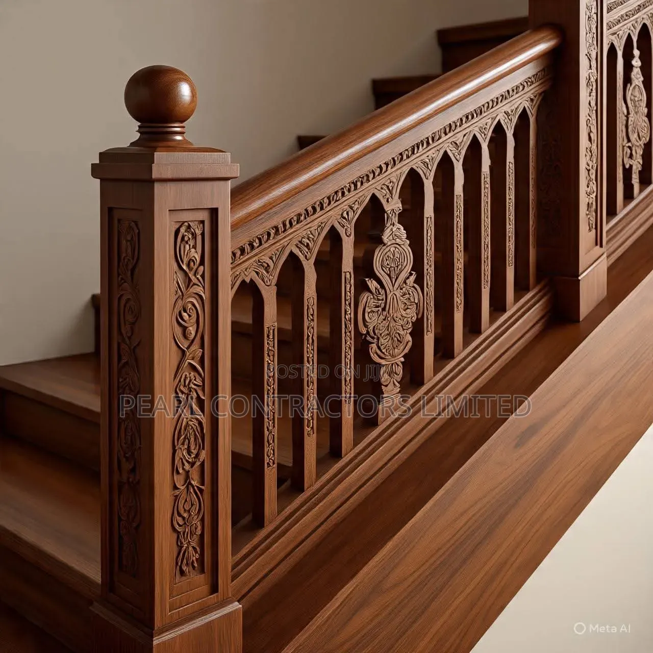Wooden Stairs Handrails in Any Design in Uganda Made on Order Only