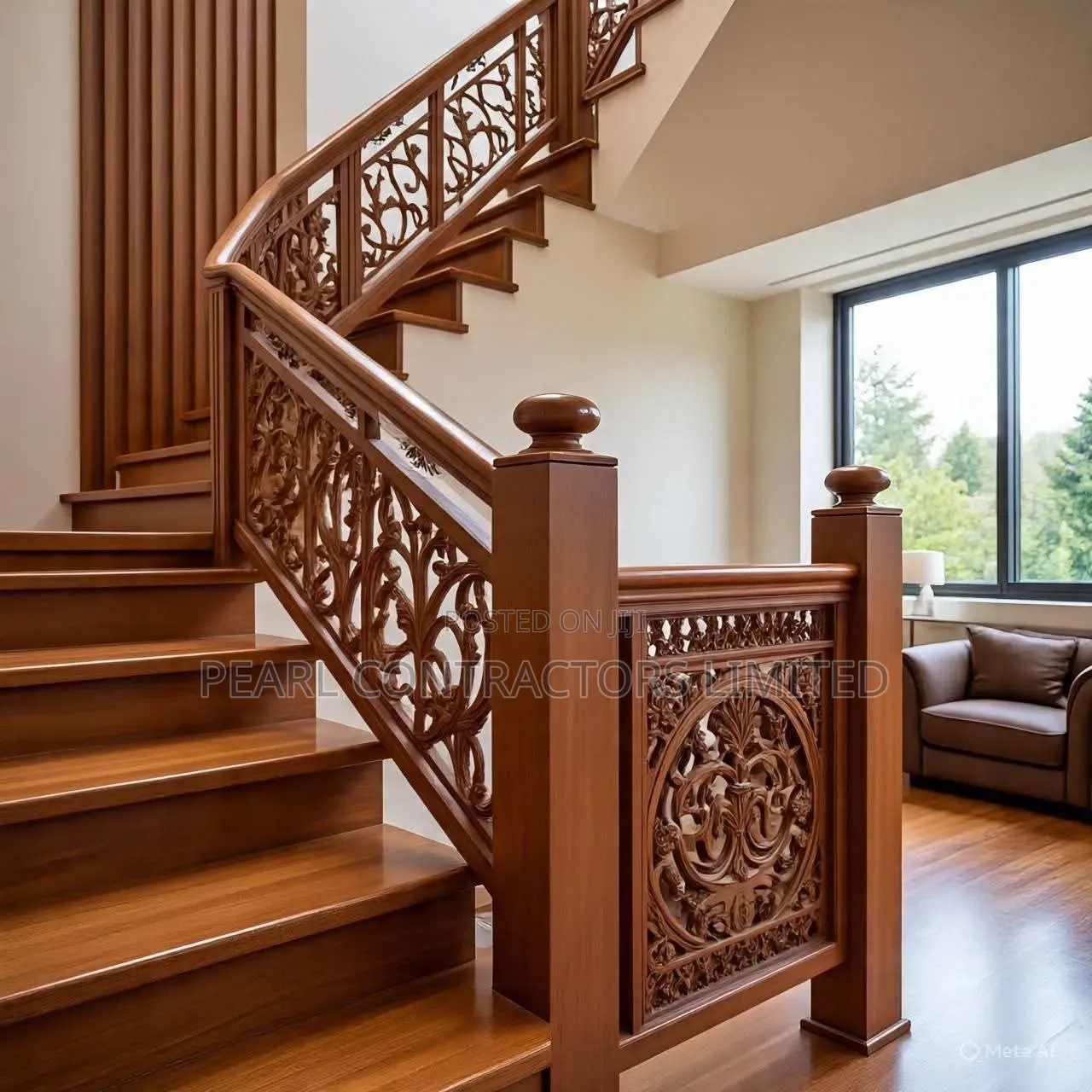 Wooden Stairs Handrails in Any Design in Uganda Made on Order Only