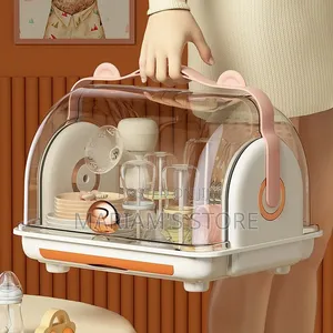Portable Baby Bottle and Dish Drying Rack With Dust Cover