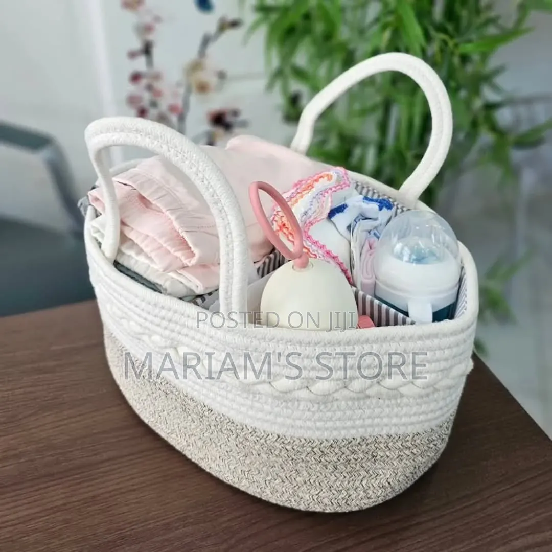 Woven Cotton Rope Baby Diaper Caddy Organizer