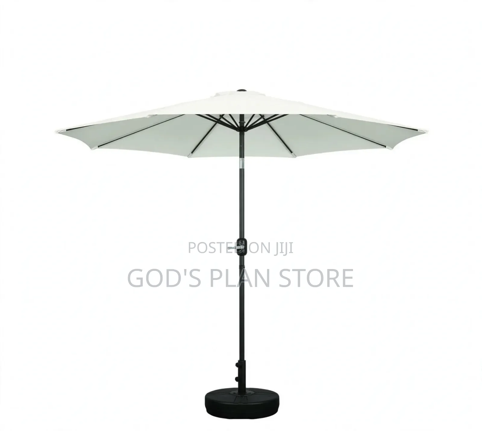 White Outdoor Parasol Umbrella 3M With Base for Garden Beach Cafes