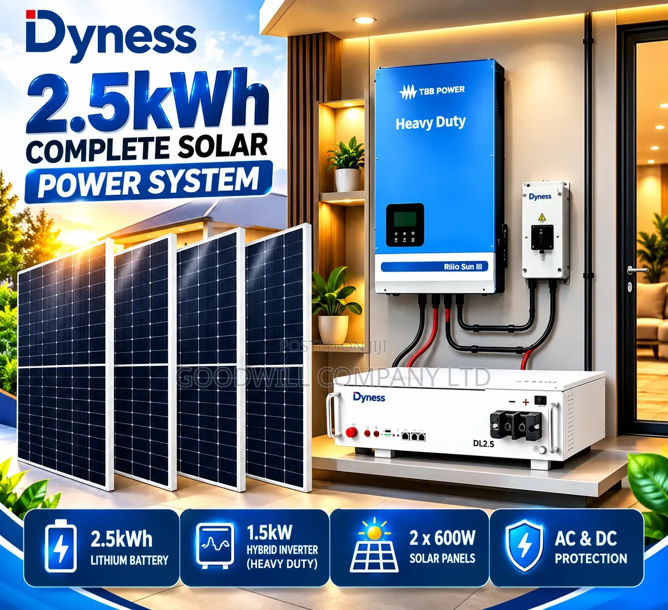2.5kwh Dyness Massive Clean Energy Hybrid /Lithium Solar System Kit