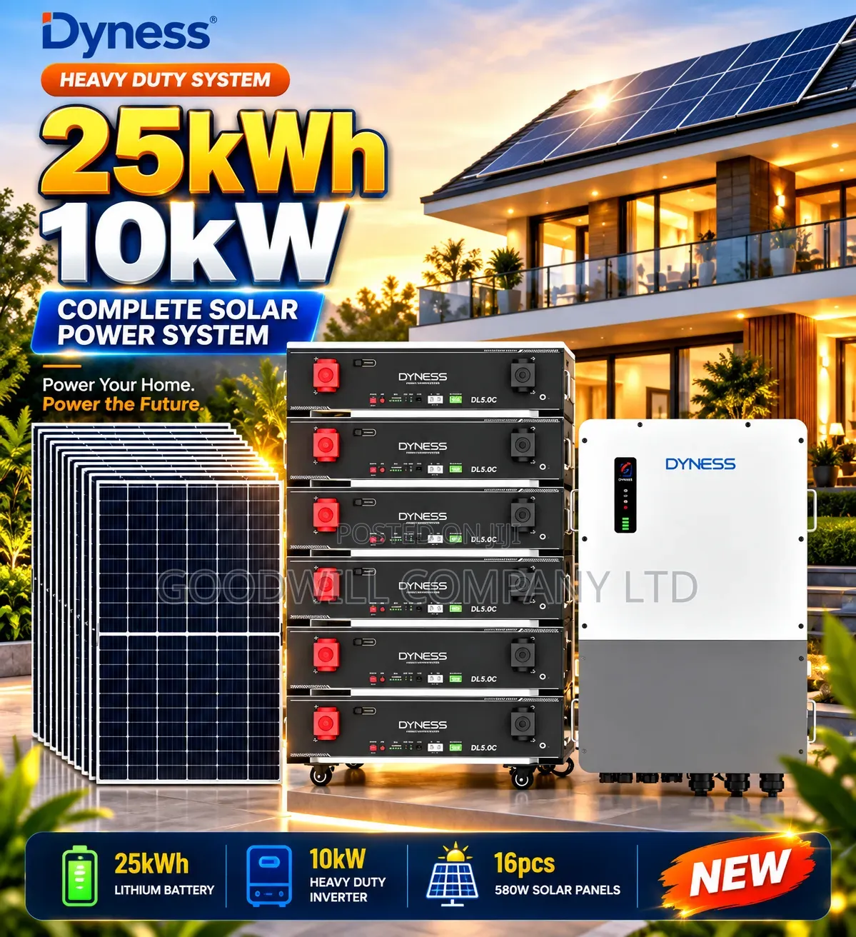 25kwh Dyness Massive Clean Energy Hybrid /Lithium Solar System Kit