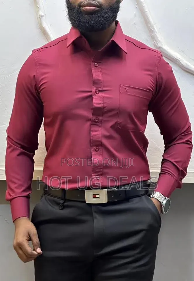 Men's Classic Office Shirts. - Maroon