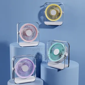 Cross-Border New Transparent 360° Rotating Desktop Fan, USB Recharge