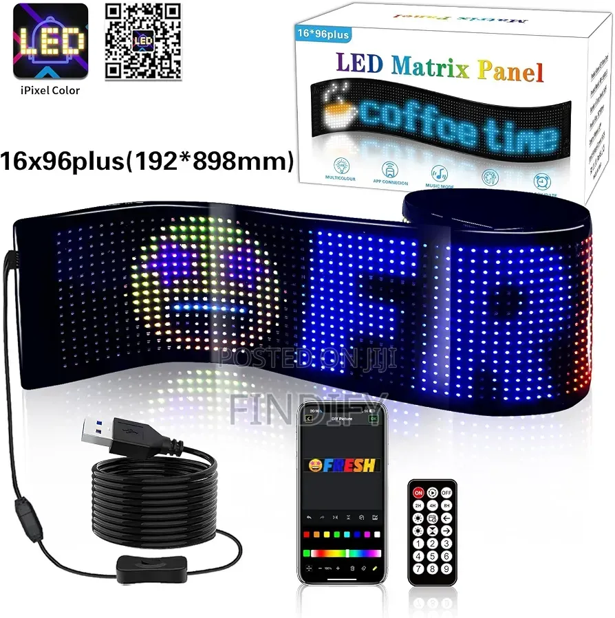 LED Flexible Programmable LED Display 89 X 19 Cm USB Bluetooth App