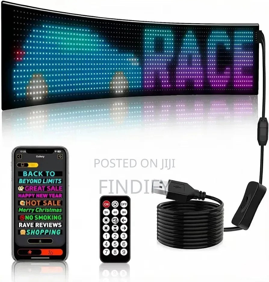 LED Flexible Programmable LED Display 89 X 19 Cm USB Bluetooth App