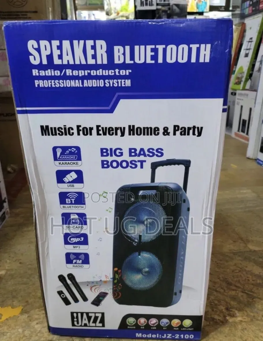 Jazz JZ-2100 Bluetooth Party Speaker System With 2 Wireless Microphone