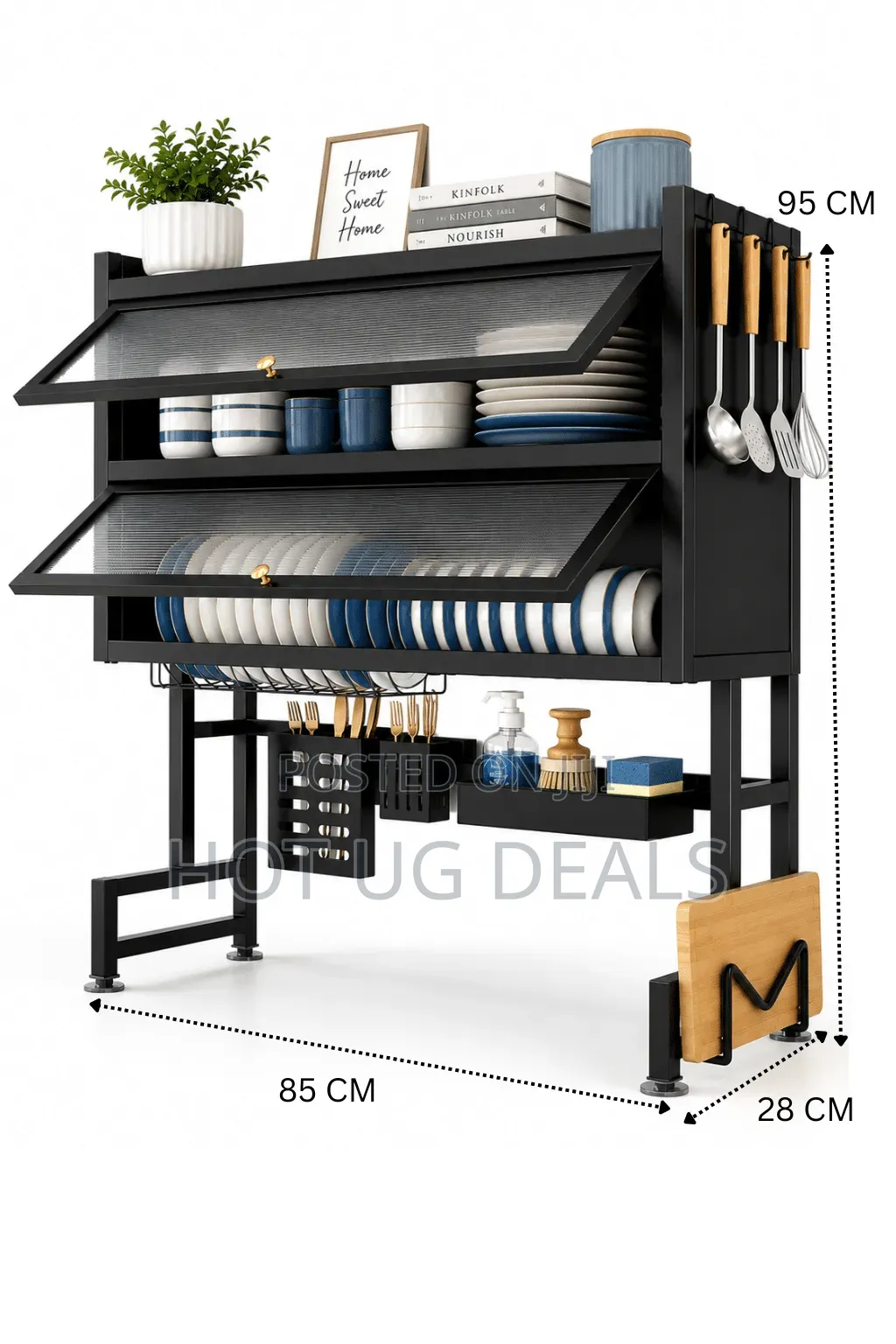 2-Tier Over the Sink Dish Drying Rack With Cabinet Doors