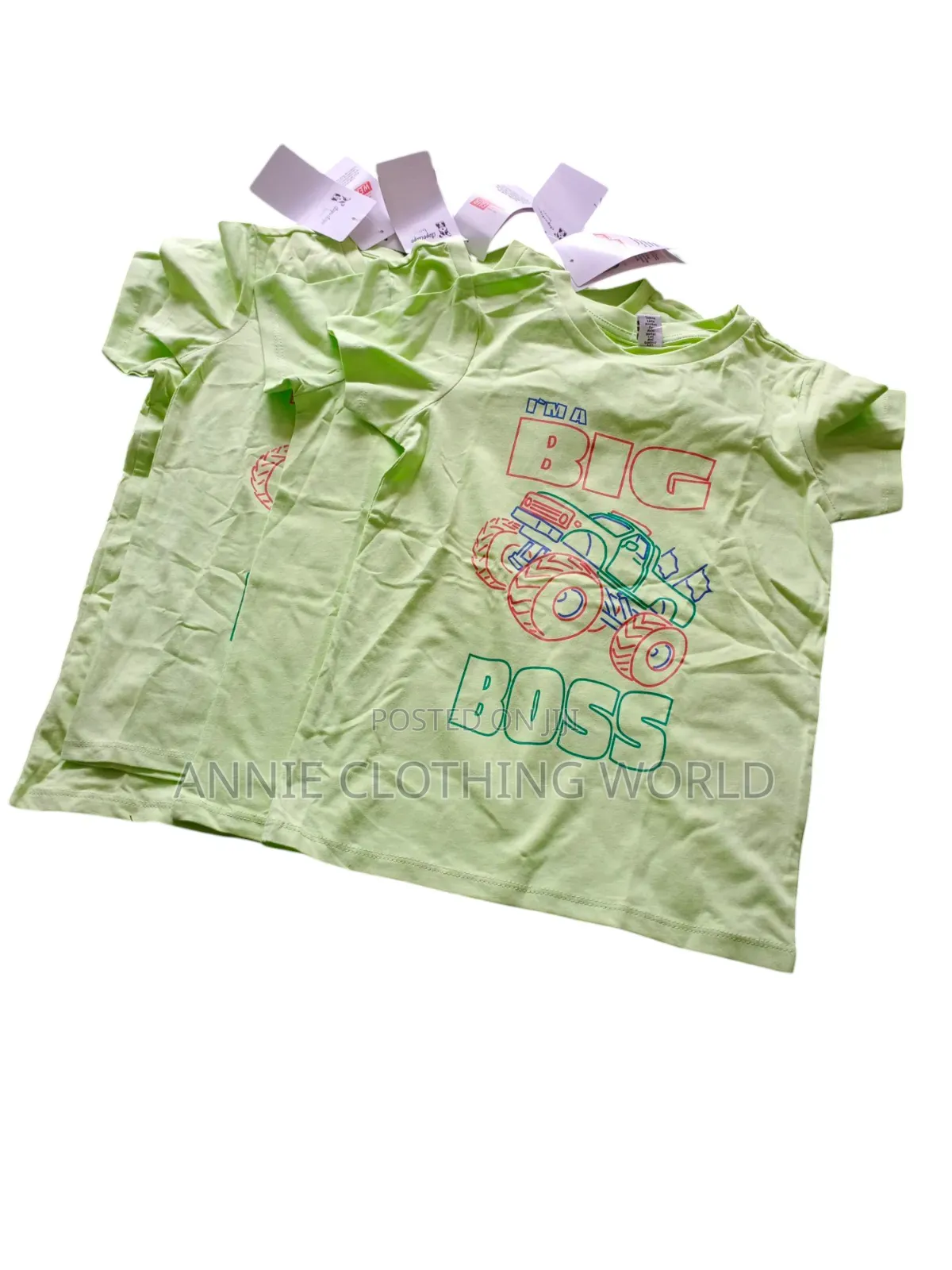 Kids Boys T Shirt - Big Boss Monster Truck Green - Cotton 2 to 6yrs