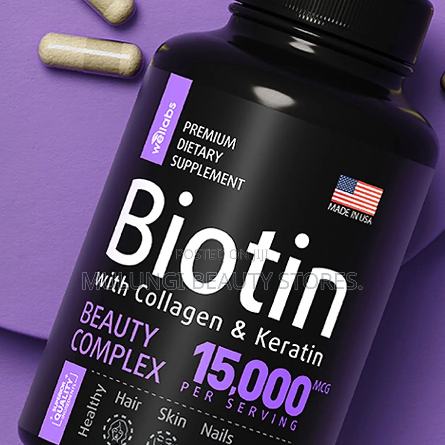 Biotin With Collagen & Keratin Beauty Support Hair, Skin, and Nail