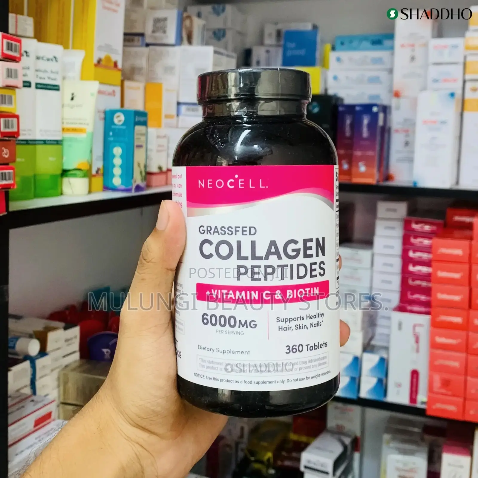 NeoCell Grassfed Collagen Peptides + Vitamin C & Biotin 360 Tablets.