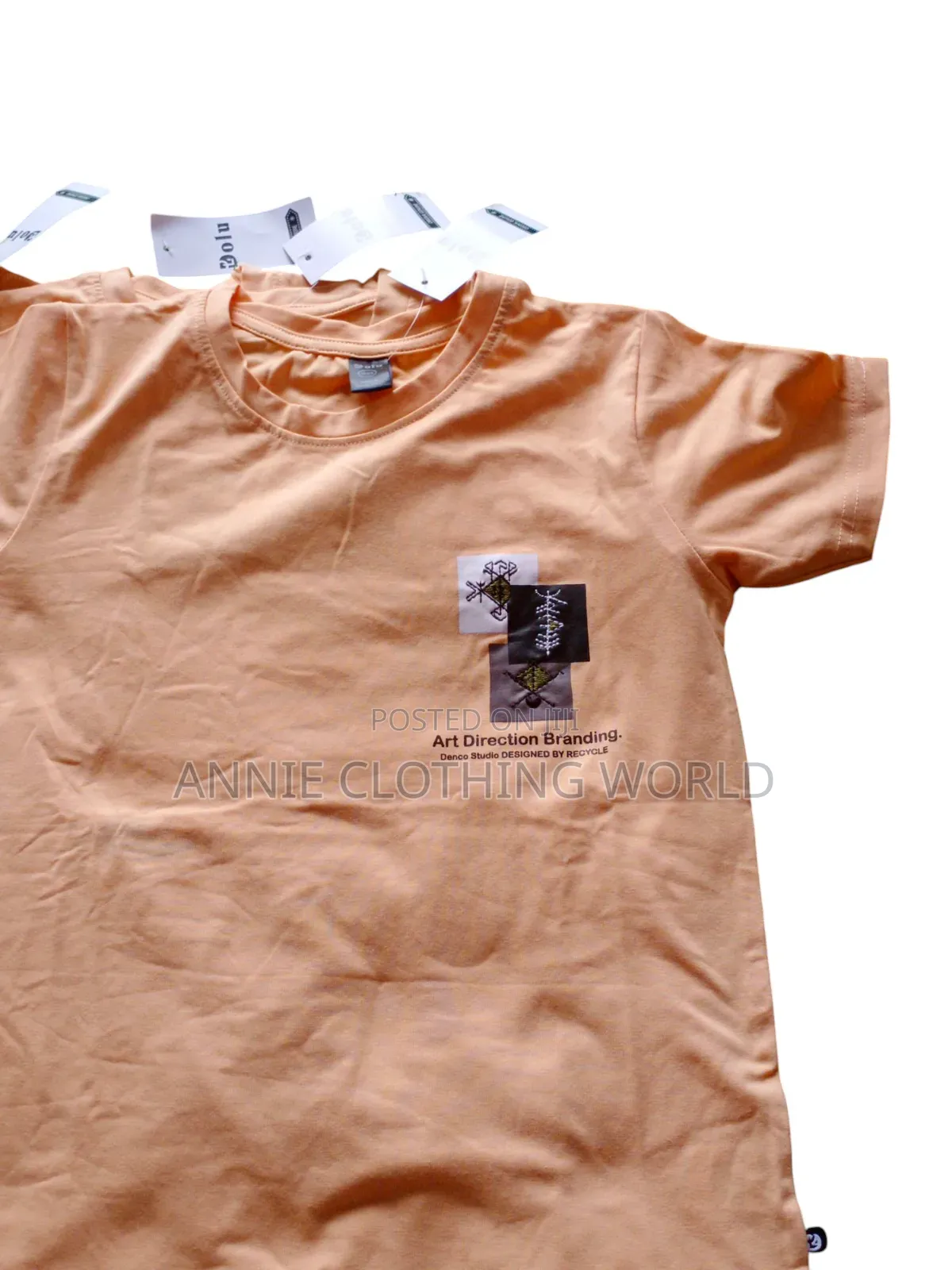 Peach Orange Art Print Cotton Casual 2 to 6 Years