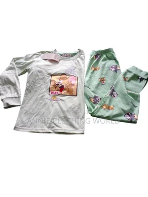 Tom & Jerry Green Cartoon Kids Pyjamas Long Sleeve