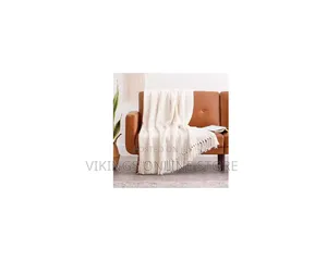 Chanasya Textured Knit Creme Throw Blanket, a Soft and Cozy Acrylic
