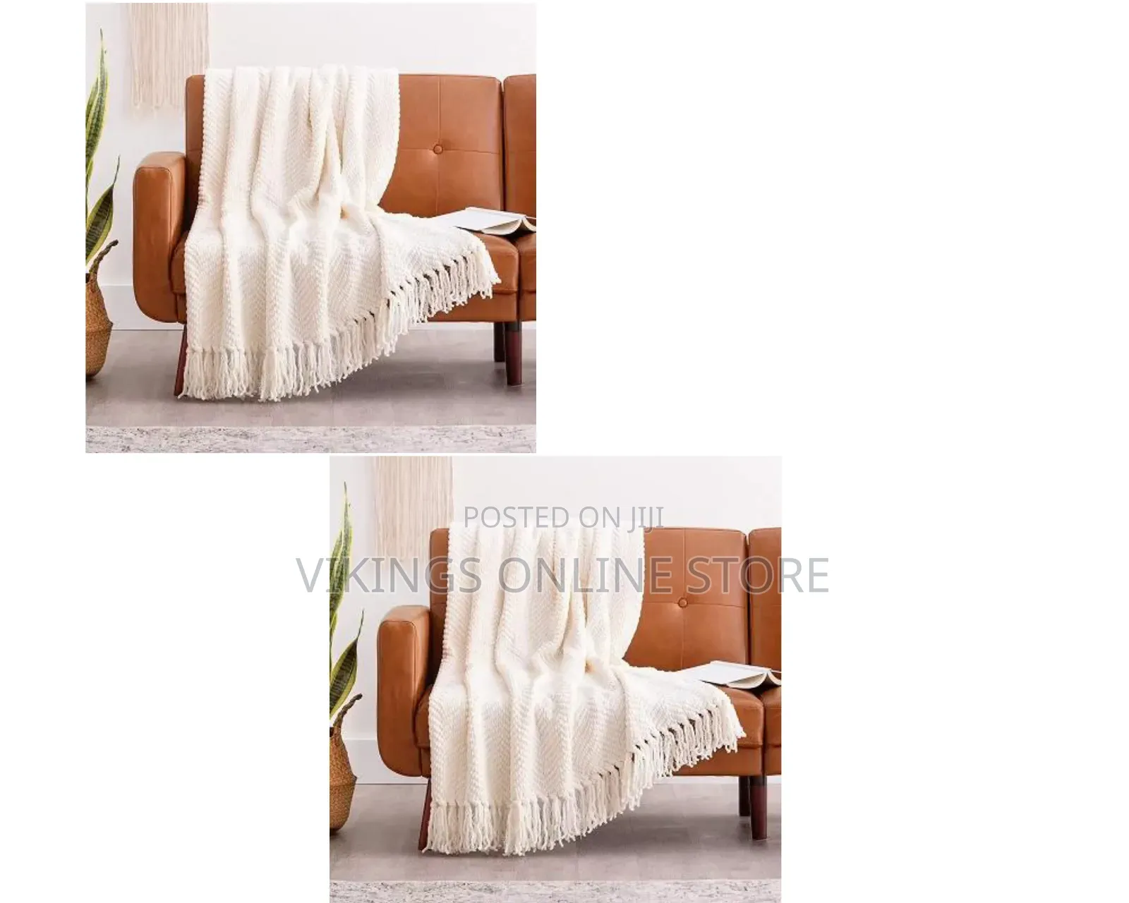 Chanasya Textured Knit Creme Throw Blanket, a Soft and Cozy Acrylic