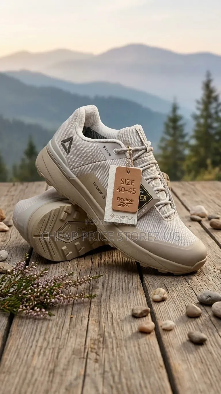 Beige Reebok Gore-Tex Men's Outdoor Hiking and Trail-Running Sneakers