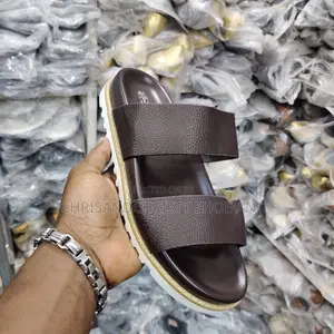 Mens Double Strap Slides Black ,Brown and White