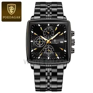 Poedagar 866 Chronograph Watch Stainless Steel, Luminous-Black