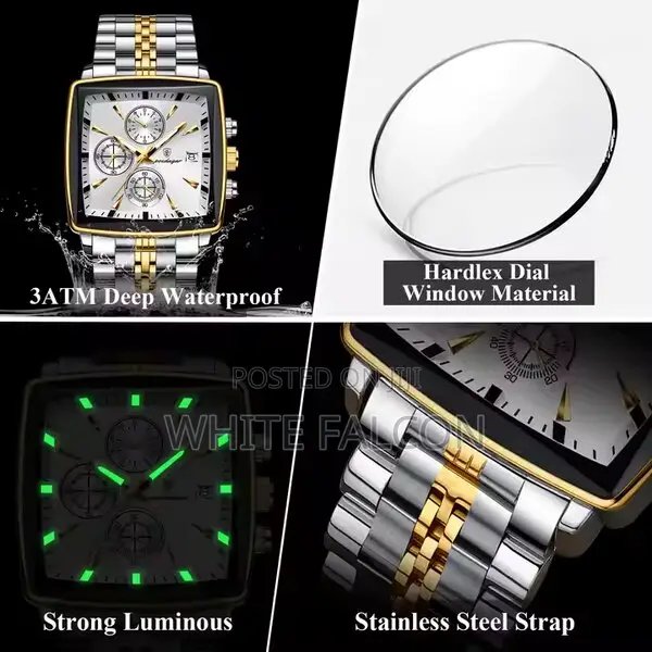 Poedagar 866 Chronograph Watch Stainless Steel, Luminous-Black