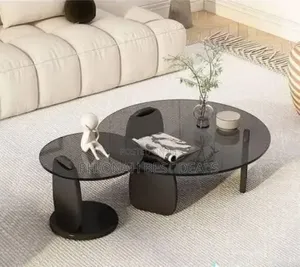 Round Glassed and Wood Centre Table