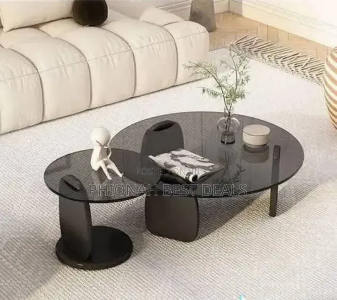 Round Glassed and Wood Centre Table
