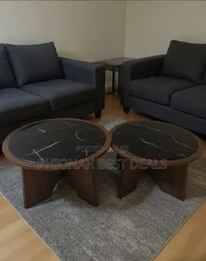 Glass and Wooden Round Centre Tables
