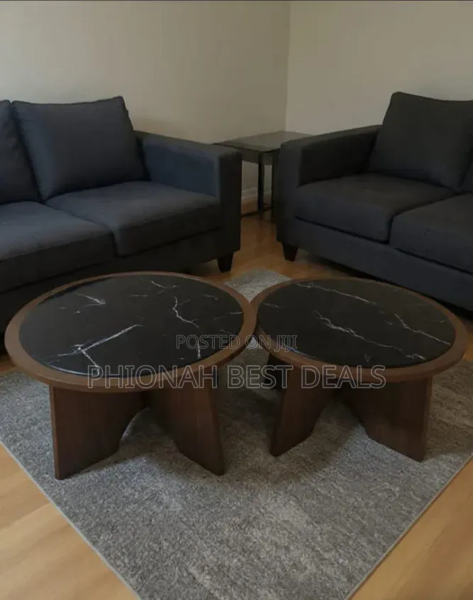 Glass and Wooden Round Centre Tables