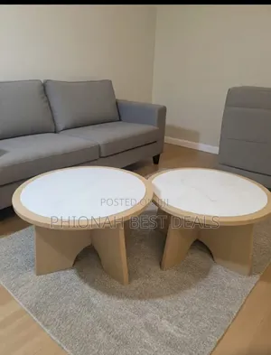 Glass and Wooden Round Centre Tables