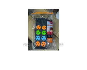 A Multi-Colored 6-Way Universal Safety Extension Socket Power Strip
