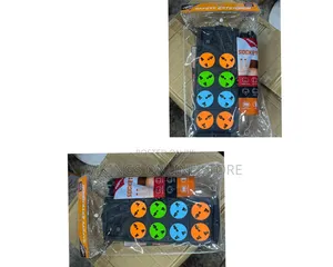 A Multi-Colored 6-Way Universal Safety Extension Socket Power Strip