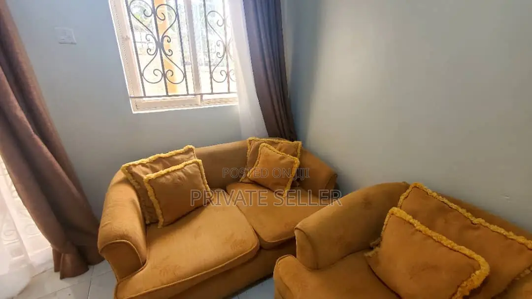 2 Seater, 1 Arm Chair Golden-Yellow Jacquard Sofa Set + Pillows