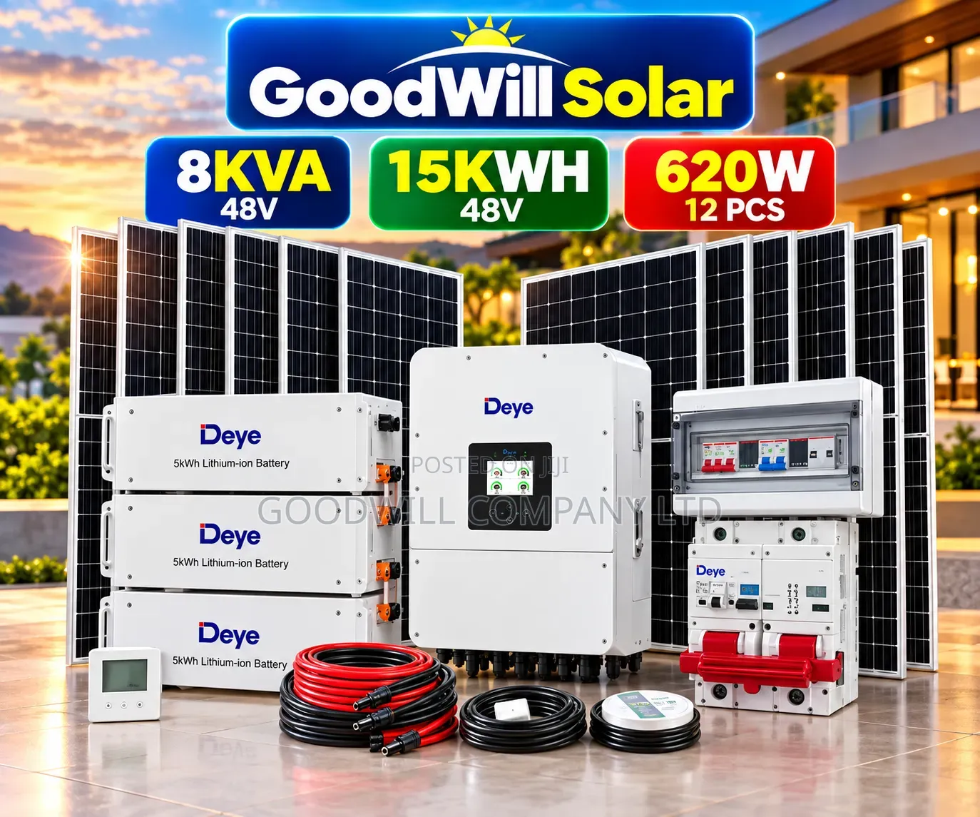 15kwh 48v Deye Massive Clean Energy Hybrid/Lithium Solar System Kit